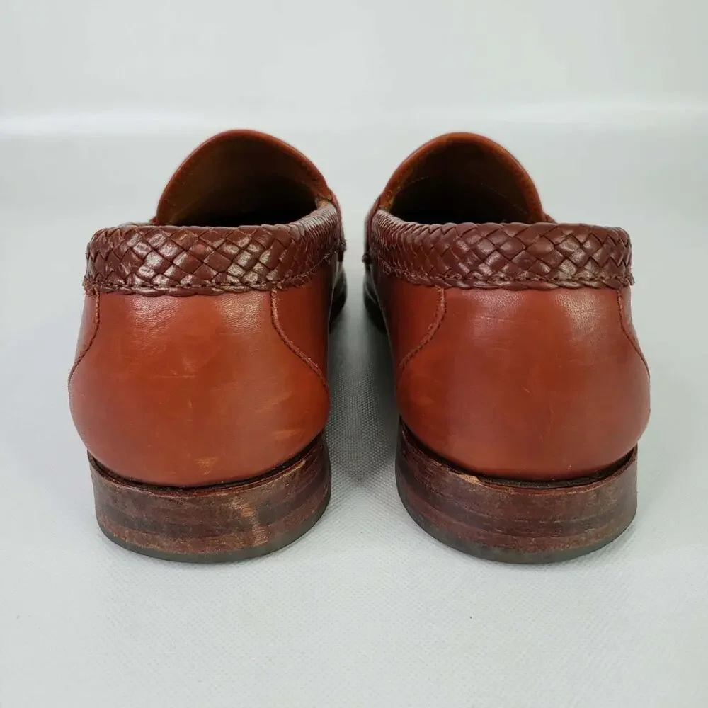Allen Edmonds Maxfield Men’s Size 10 Brown Leather Woven Tassel Loafers